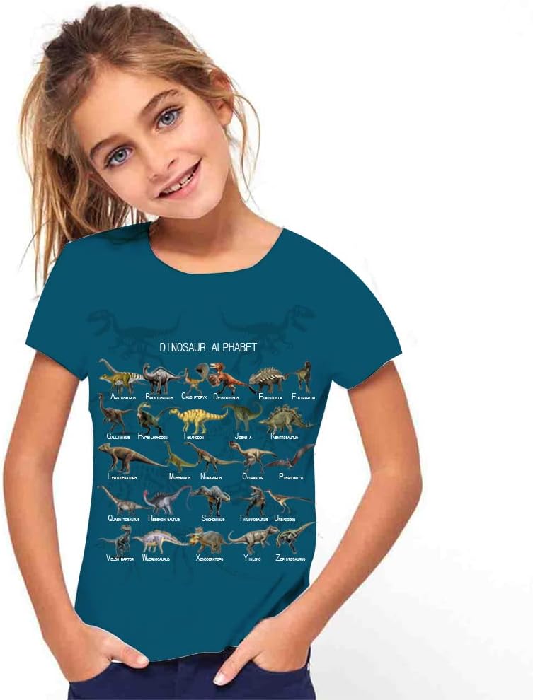 Kids Print 3D Dinosaurs Tees Shirts for Youth Boys Girls