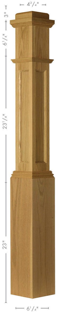 AFP-4091 Poplar Actual Flat Panel Box Newel Post