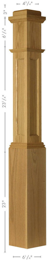 AFP-4091 Red Oak Actual Flat Panel Box Newel Post
