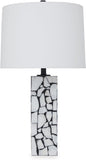 Signature Design by Ashley Macaria Modern Table Lamp with 3-Way Switch, White & Black