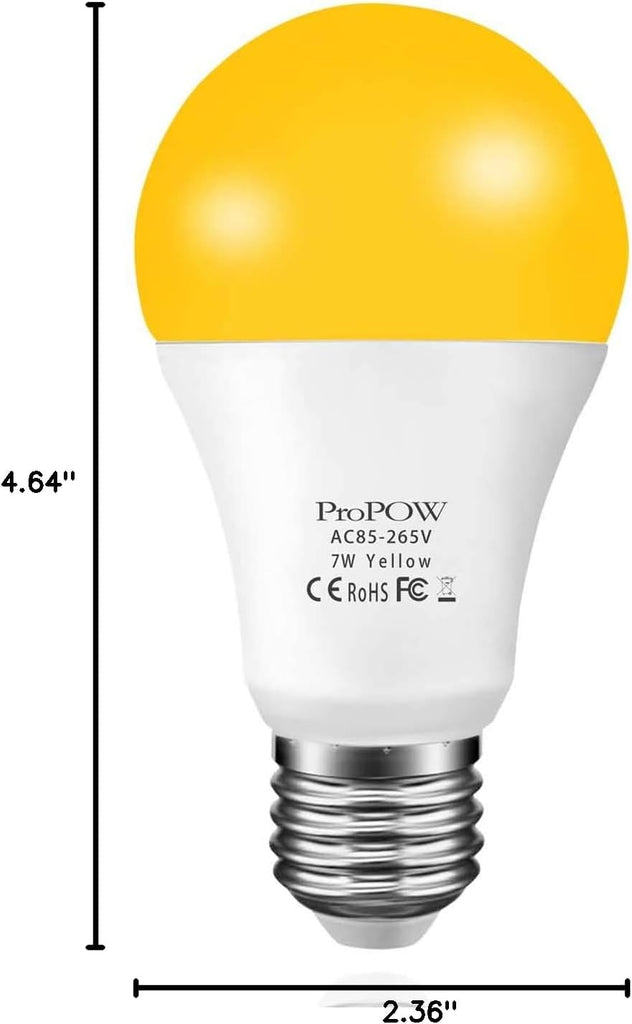 Amber Yellow LED Light Bulb, 7W Dusk to Dawn Bulbs 40W Equivalent A19 Auto on/Off LED Bulbs Outdoor Lights 580 Lumens