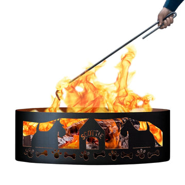 Scottie Unpainted 12 in. Tall 37 in. Diameter Outdoor Fire Ring with Fire Poker - 37 x 37 x 12 in.