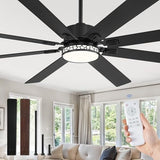 84" Ceiling Fan with LED Light and Remote - Black