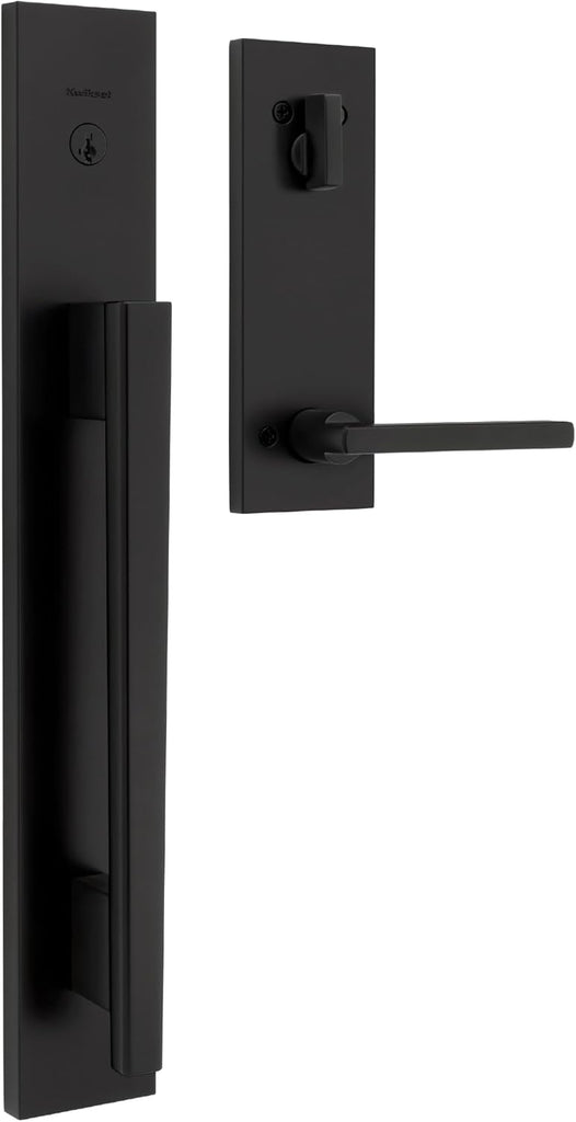 Caerus Front Door Lock Handle and Deadbolt Set, Entry Handleset Exterior with Interior Lever, Matte Black - Door Handleset