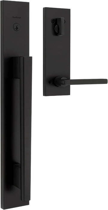 Caerus Front Door Lock Handle and Deadbolt Set, Entry Handleset Exterior with Interior Lever, Matte Black - Door Handleset