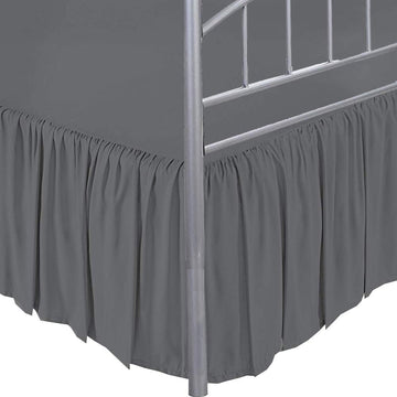 Dark Grey Solid Queen XL Ruffled Bed Skirt 18 Inch Drop Split Corner with Platform Bed Skirt Easy Fit Gathered Style