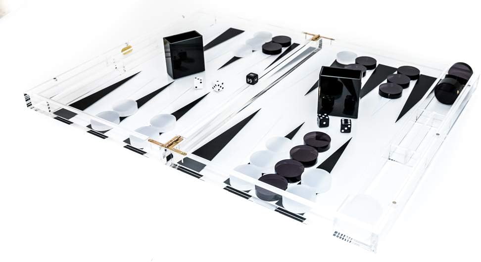 Bello New York's Luxury Large Acrylic Backgammon Set 18 1/2" Black