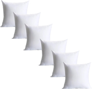 18 x 18 inches Pillow Inserts Hypoallergenic Brushed Microfiber Liner Down Alternative Filled Square - Set of 6