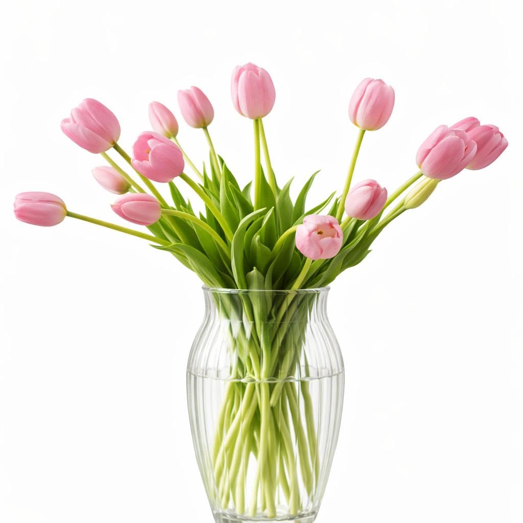 20 Pcs Real Touch Artificial Tulips - Lifelike Faux Tulip Flowers Bouquet for Vase, Elegant Home Decor, Wedding &