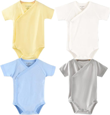 Boys Girls Short Sleeves Kimono Clothes Cotton Baby Side-Snap Bodysuit Pack of Baby Layette Set