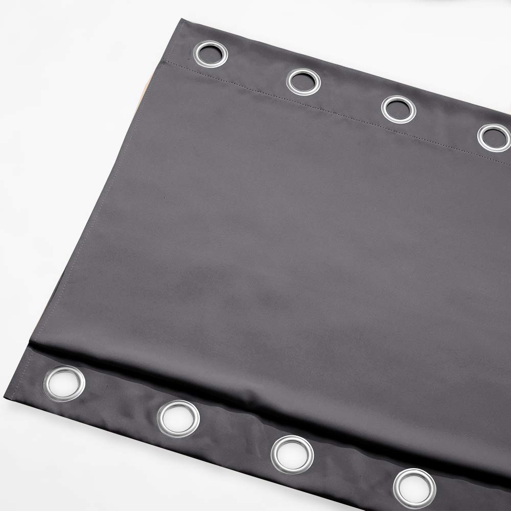 2 Panels Grey Blackout Outdoor Curtains Waterproof 84" Long, Top and Bottom Rustproof Grommet Heavy Weight Windproof