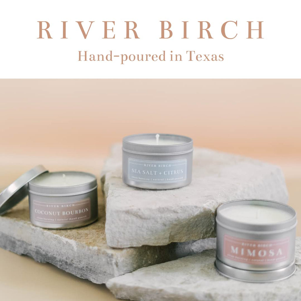 Birch Premium All-Natural, Non-Toxic Soy | 8 oz. Silver Tin Travel | Cozy Relaxing Coconut Bourbon Scented Gifts