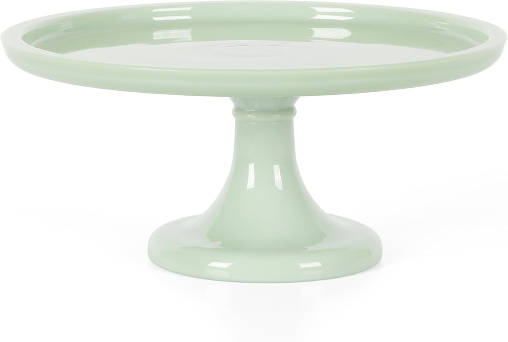 Highbrook 10-Inch Jadeite Cake Stand with Glass Dome - Vintage-Style Pedestal Dessert Plate for Cakes (up to 8.5")