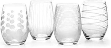 Cheers Stemless Wine Glasses, Set of 4, 17-Ounce Clear Glasses, Durable and Elegant, Perfect for Red or White Wine
