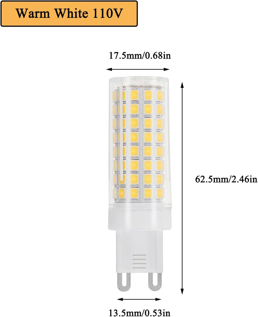 Dimmable G9 LED Bulbs, Bi Pin Base, 3000K Warm White