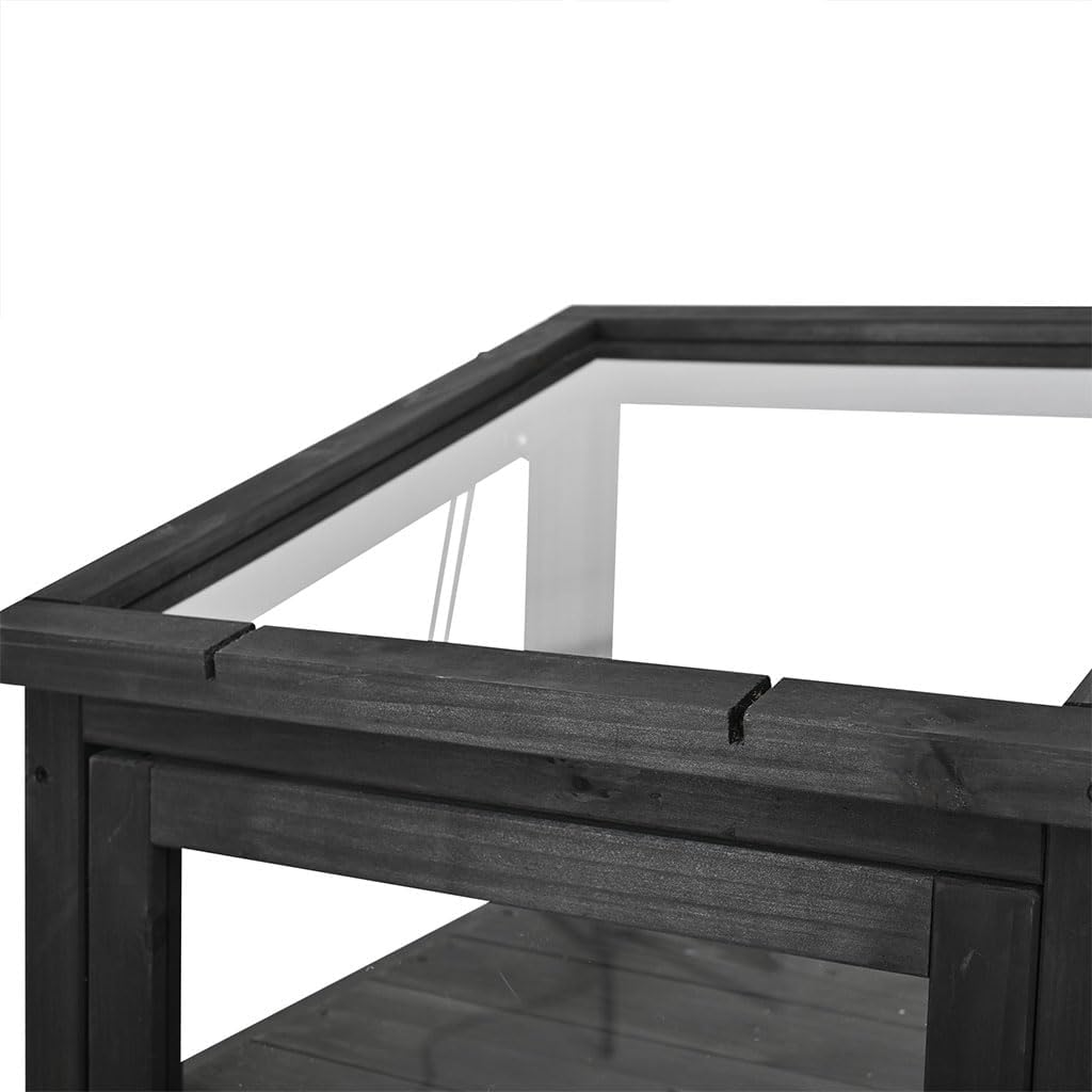 Wooden Cold Frame Greenhouse, Portable Garden Raised Flower Planter Shelf with 3 Removable shelves Mini Greenhouse