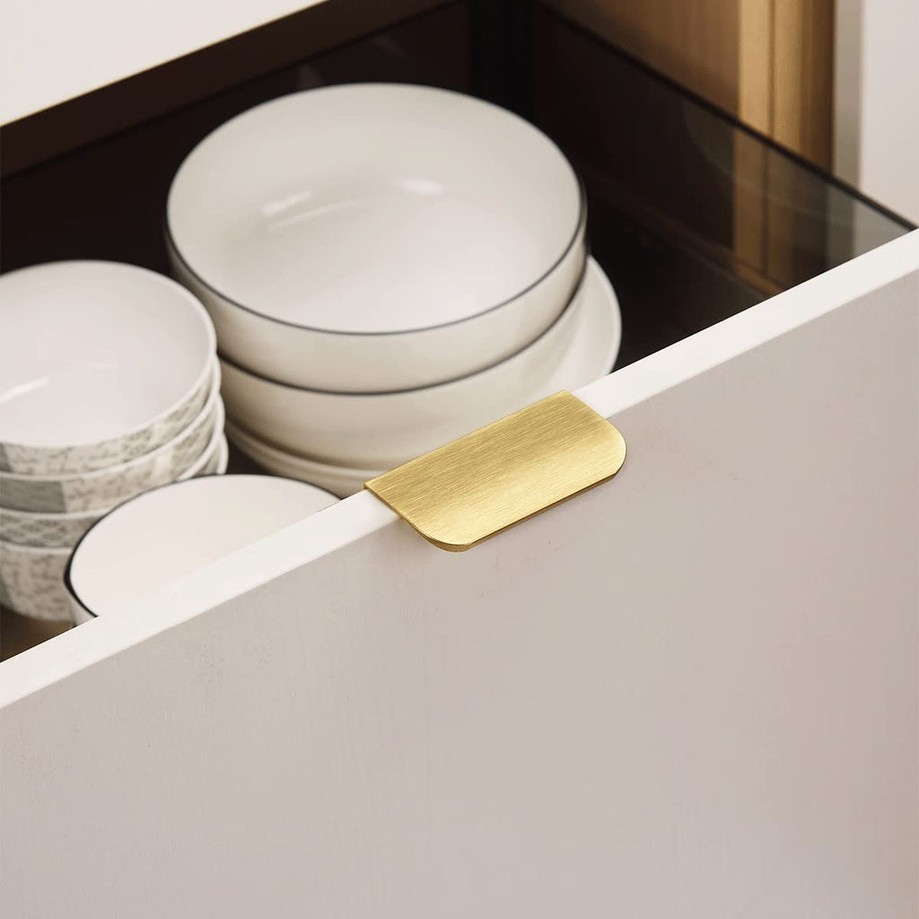 Edge Finger Tab Pulls for Cabinets Invisible Kitchen Concealed Aluminum Flat Hidden Drawer Pull Easy to Install Pack