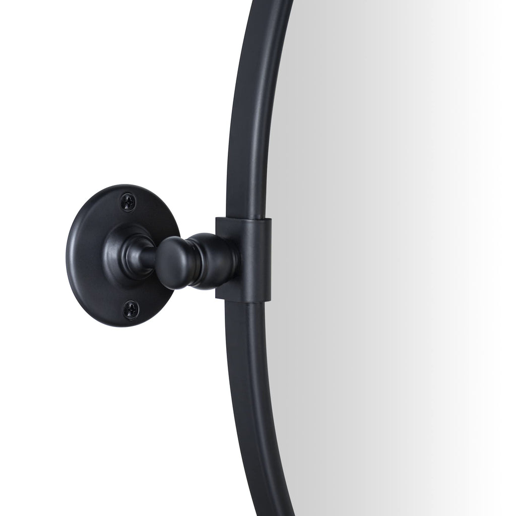 Oval Black Metal Pivot Bathroom Vanity Tilting Vanity Mirrors for Wall, Overall 22.99 x 24 inches (Mirrror 19 x 24