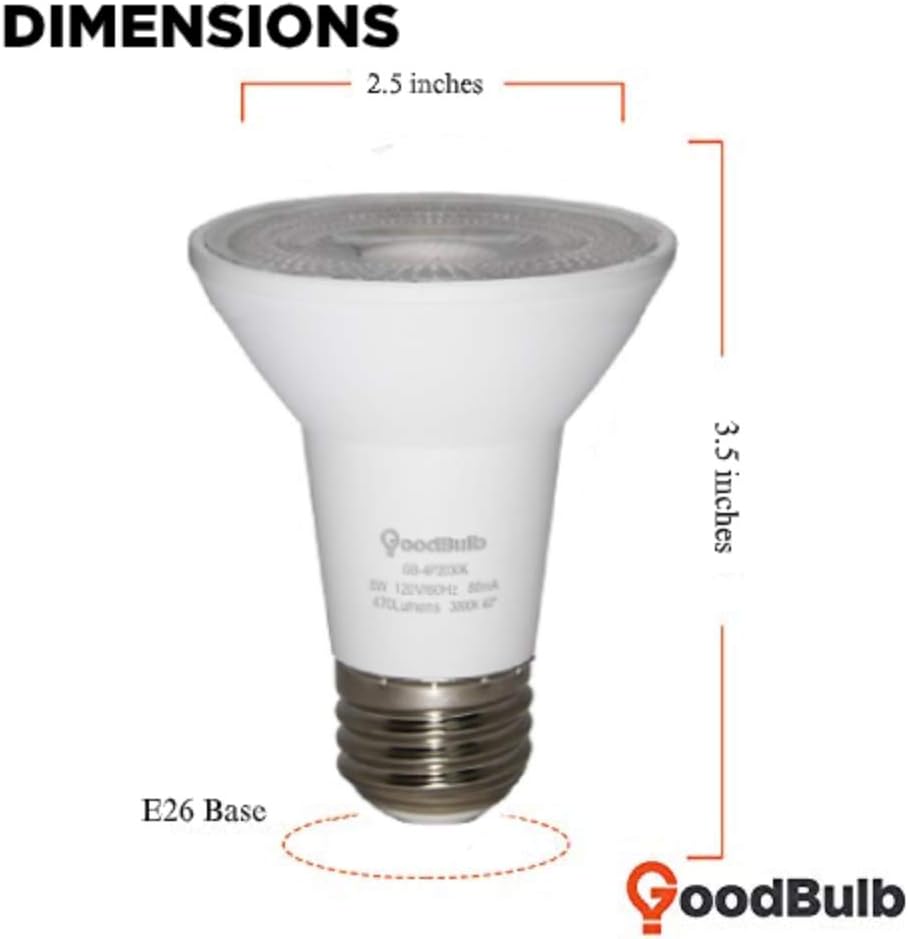 Commercial Grade LED Light Bulb - 7 Watt & 470 Lumens - Features PAR20 Shape & E26 Base - 3000K Warm White Light