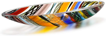 Murano Style Art Glass Bowl Hand Blown Colored Boho Effect Home Decor
