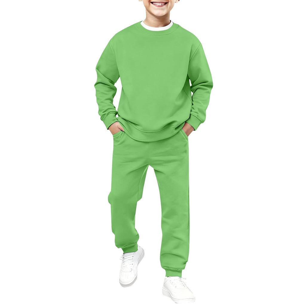 Tracksuit 2 Piece Outfits Kids Crewneck Sweatshirts Jogger Sweatpants Pockets Kids Boys