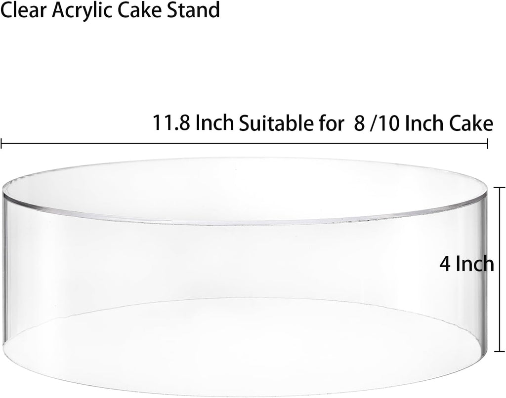 11.8 Inch Clear Acrylic Cake Stand, Round Cylinder Display Riser Dessert Cupcake Holder with Hollow Bottom Removal