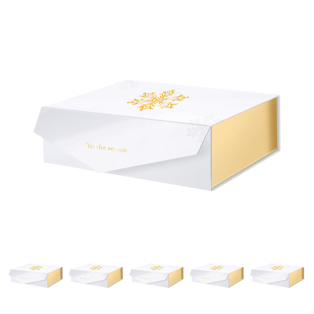 6 Large Gold Christmas Gift Boxes 13.5x9x4.1in | Casa Home Living