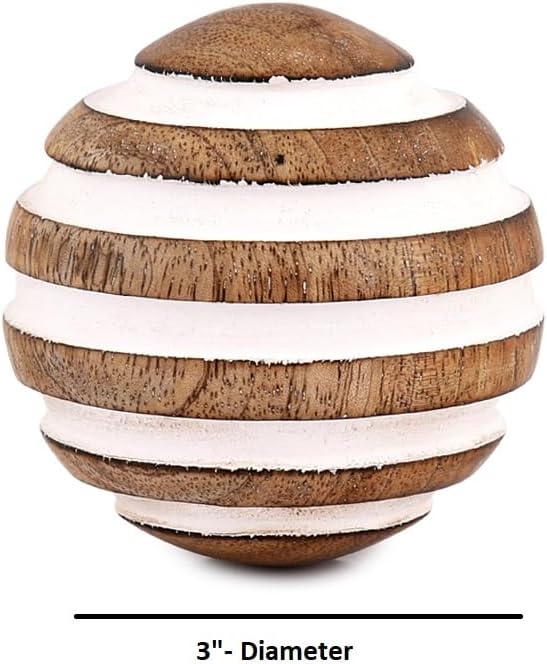 Decorative Balls Mango Wood for Centerpiece or Individual Use Ideal for Use in Living, Dining Room, Coffee Table (3" - Set of 3