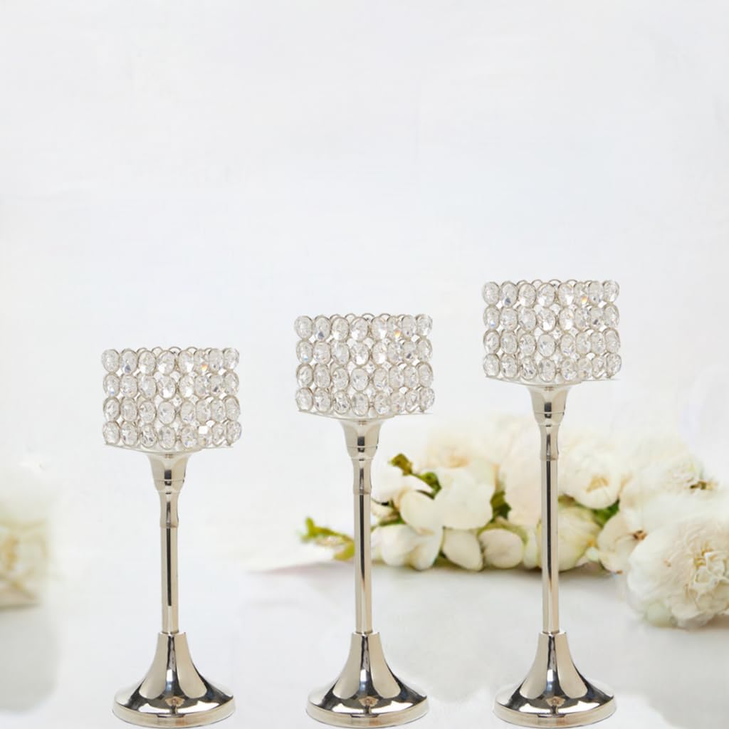 Crystal Candle Holders Set of 3 (Hurricane Set)