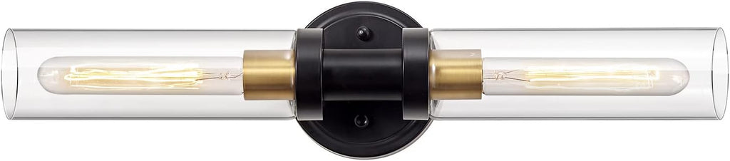 Bathroom Sconces Wall Lighting W/ Clear Glass, 2-Light Bathroom Vanity Light Fixtures, Modern Wall Lights for Mirror