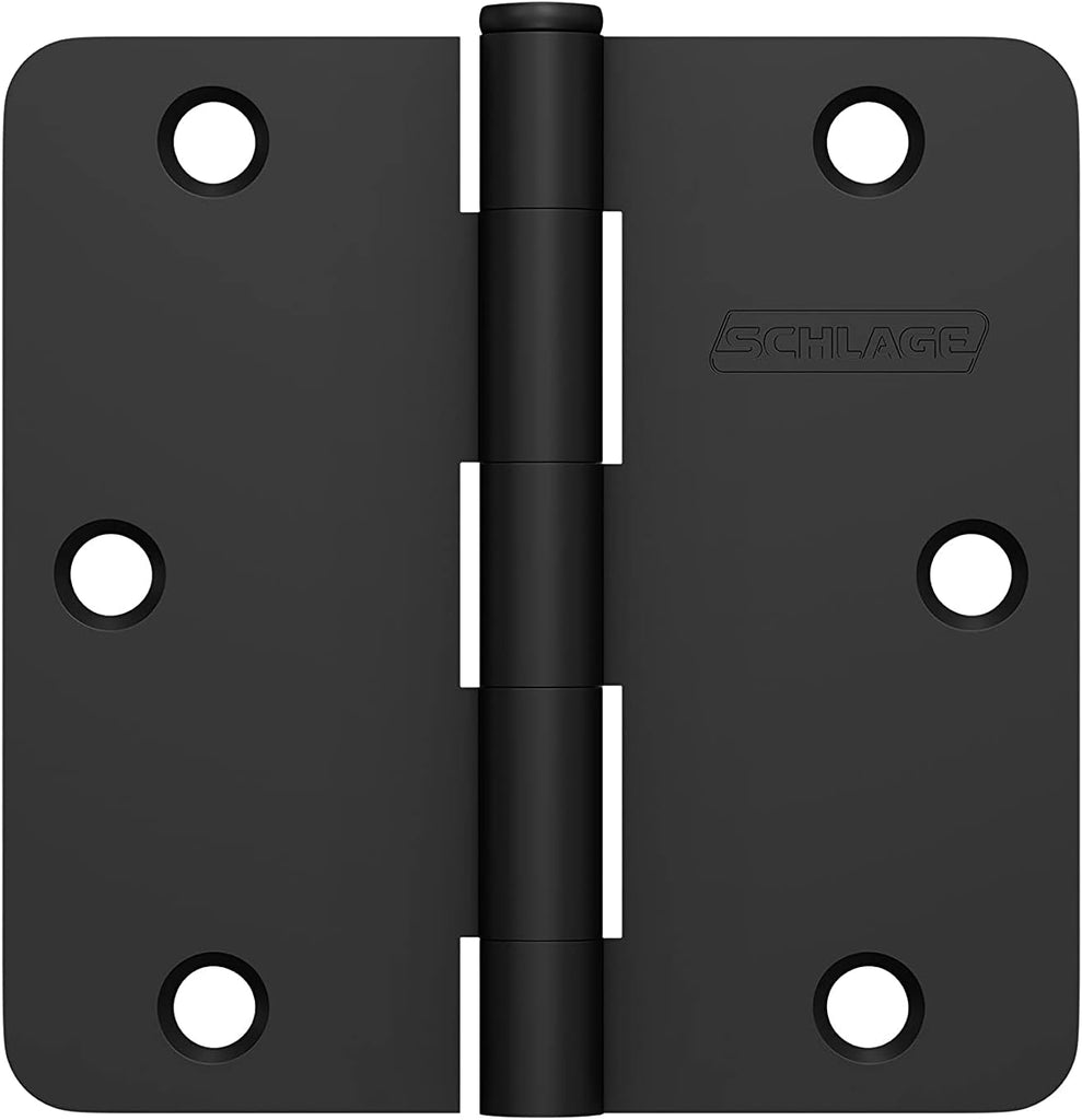 3.5" Door Hinge with 1/4" Radius Round Corner in Matte Black (3-Pack)