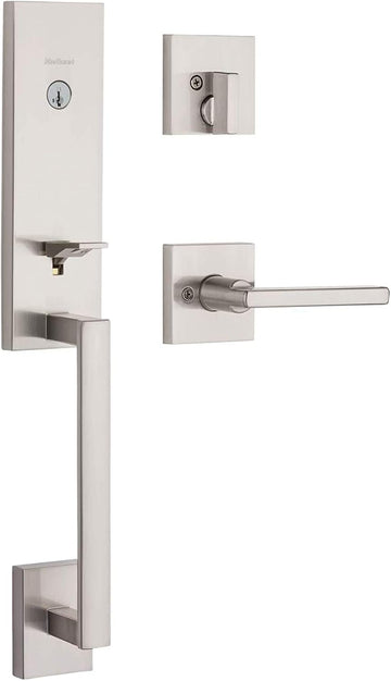 Vancouver Front Door Lock Handle and Deadbolt Set, Entry Handleset Exterior with Interior Reversible Lever - Door Handleset