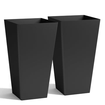 20" Tall Planters Set of 2, Black Tall Plant Pots for Indoor Outdoor