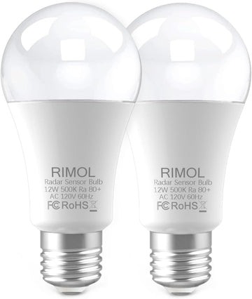 Radar Motion Sensor Outdoor Light Bulb, 12 Watts (100 Watt Equivalent) A19 Daylight LED Bulbs Motion Detector Light