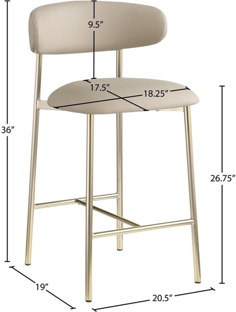 995Taupe-C Lupita Collection Modern | Contemporary Counter Stool with Soft Taupe Vegan Leather, Brushed Gold Metal