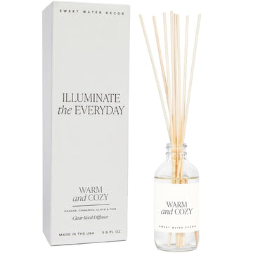 Warm and Cozy Reed Diffuser Set - Orange, Cinnamon, Clove, and Pine Fall and Winter Scented Diffuser - Scent