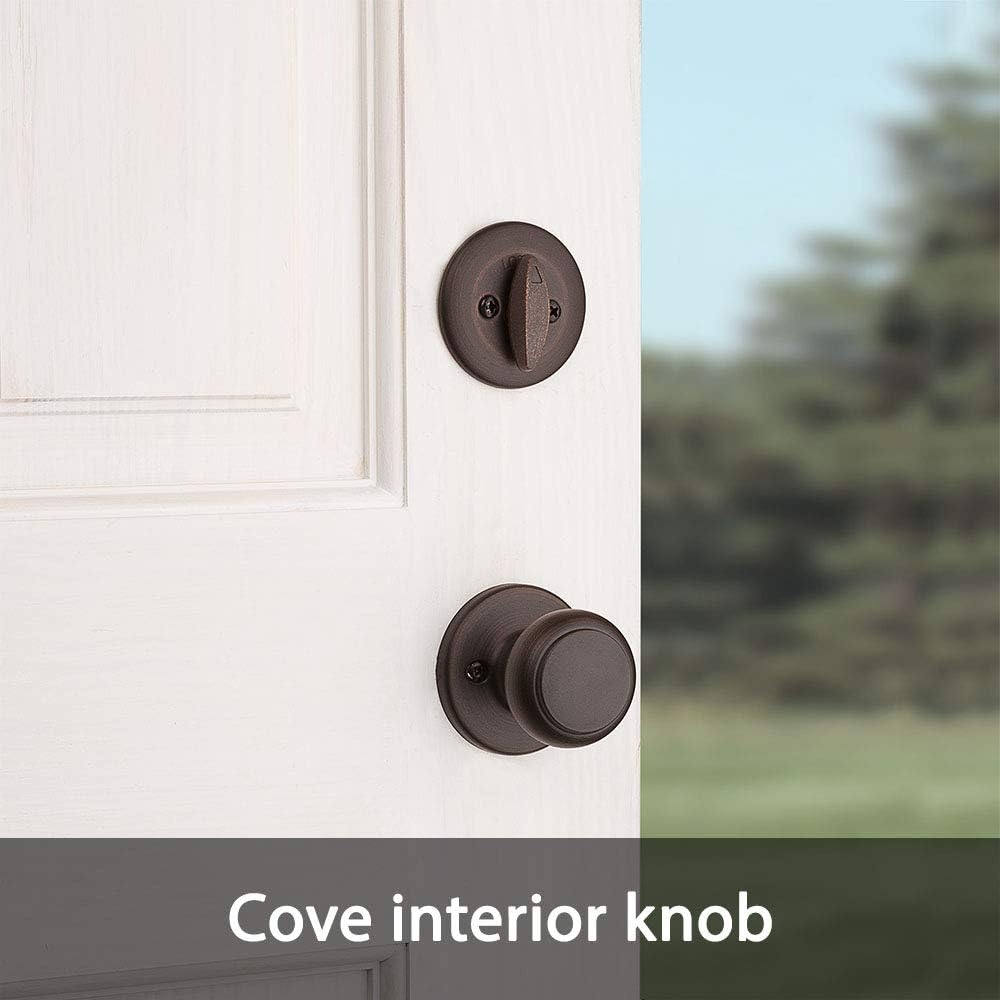 Belleview Front Door Lock Handle and Deadbolt Set, Entry Handleset Exterior with Interior Door Knob, Venetian Bronze - Door Handleset