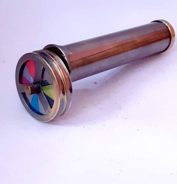 6 inches x 1.5 inches Antique Finish Brass Double Wheel Kaleidoscope Vintage Maritime Optical Beautiful Item