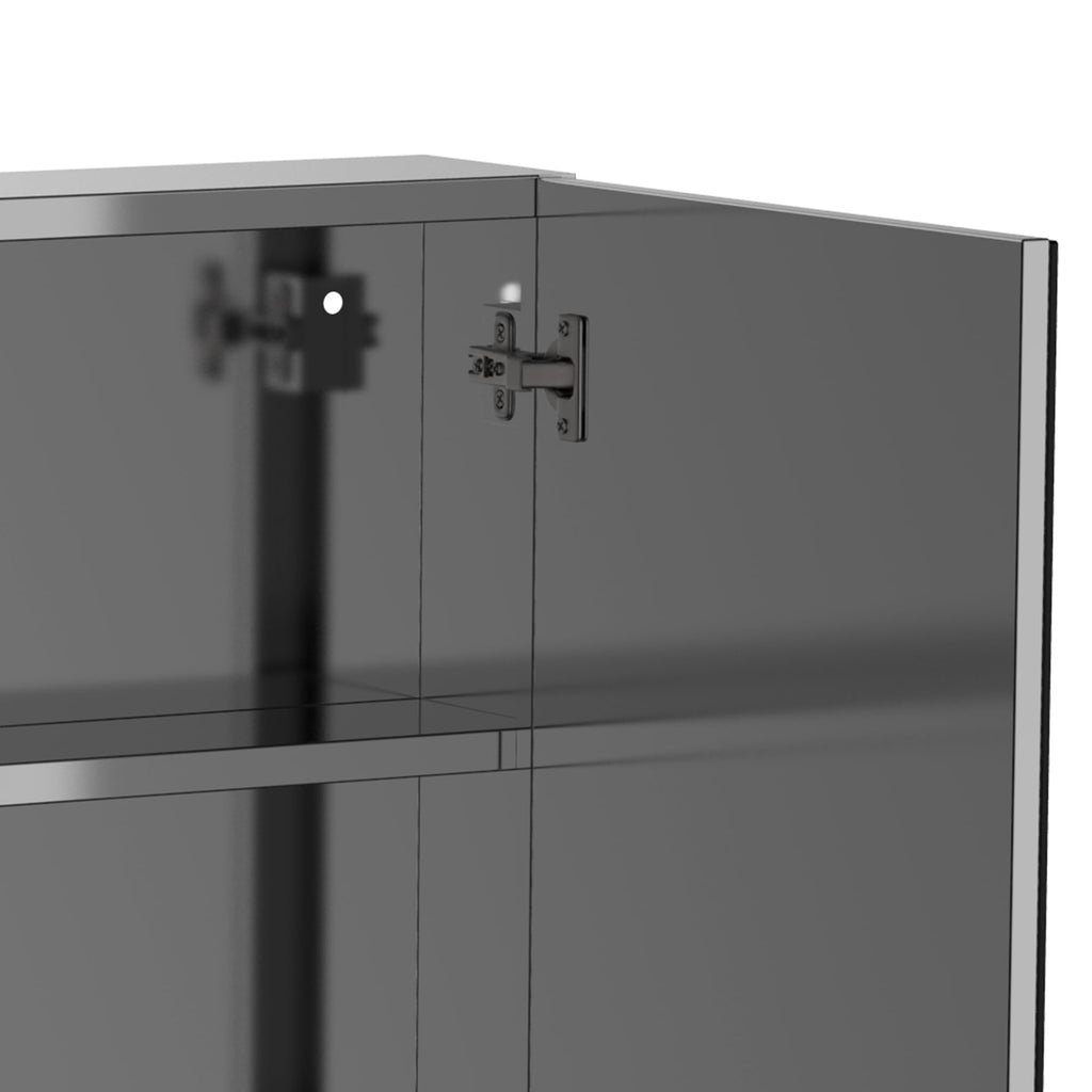 Bathroom Mirrored Cabinet, Stainless Steel Frame, 24"x26", Silver