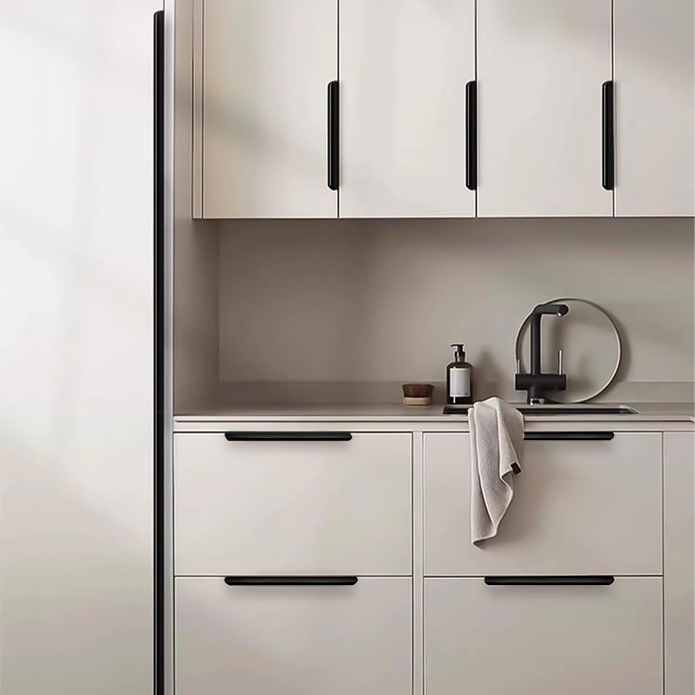Finger Pulls for Cabinet Drawer Wardrobe(8, Black, 300mm/11.82inch)