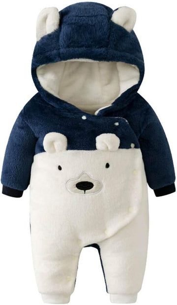 Baby Snowsuit Bear Suit Romper Winter Warm Coat Infant Fleece Footie Jumpsuit for Girls Boys