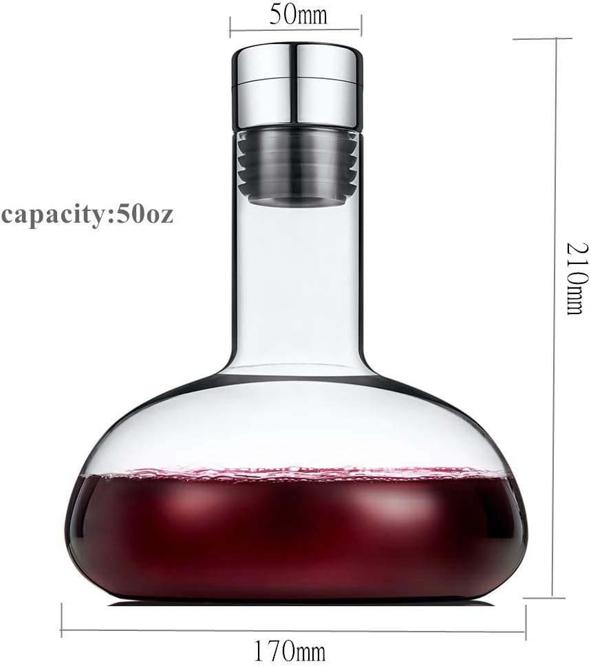 Circulation Wine decanter 50oz Wine Carafe with lid,100% Hand Blown Crystal Aerator decanter,Superior Red Wine