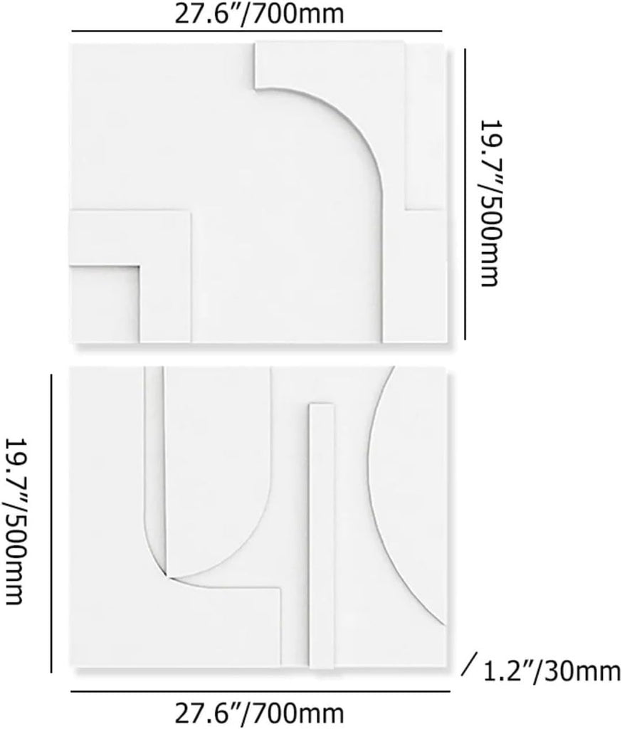 2-Piece White Japandi 3D Abstract Wall Art Set - Modern Minimalist Carved Wall Sculpture (White, 27.6" W x 1.2" D x - Set of 2