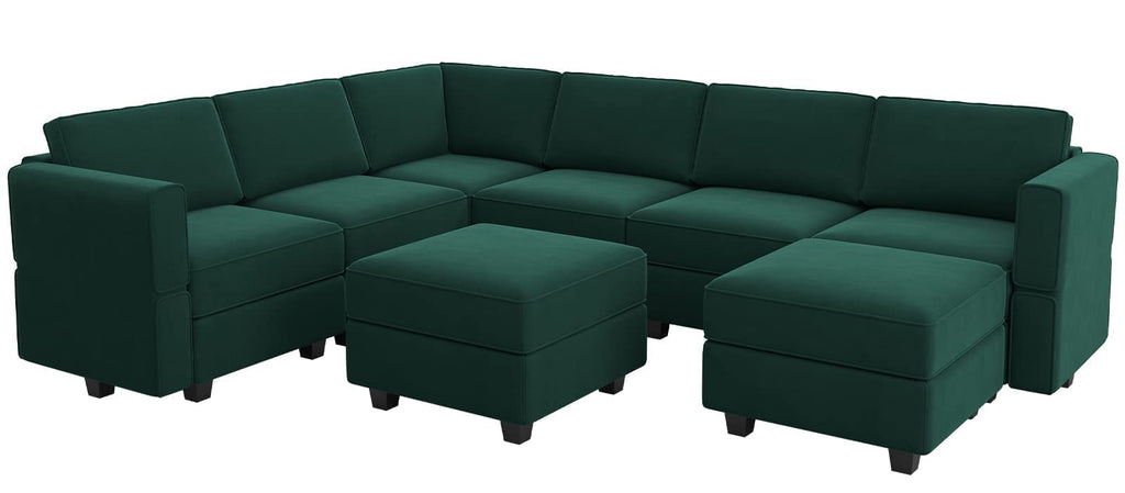 Modular Sectional Sofa with Storage Seat Oversized U Shaped Couch with Reversible Chaise Sofa Set with Ottoman Green