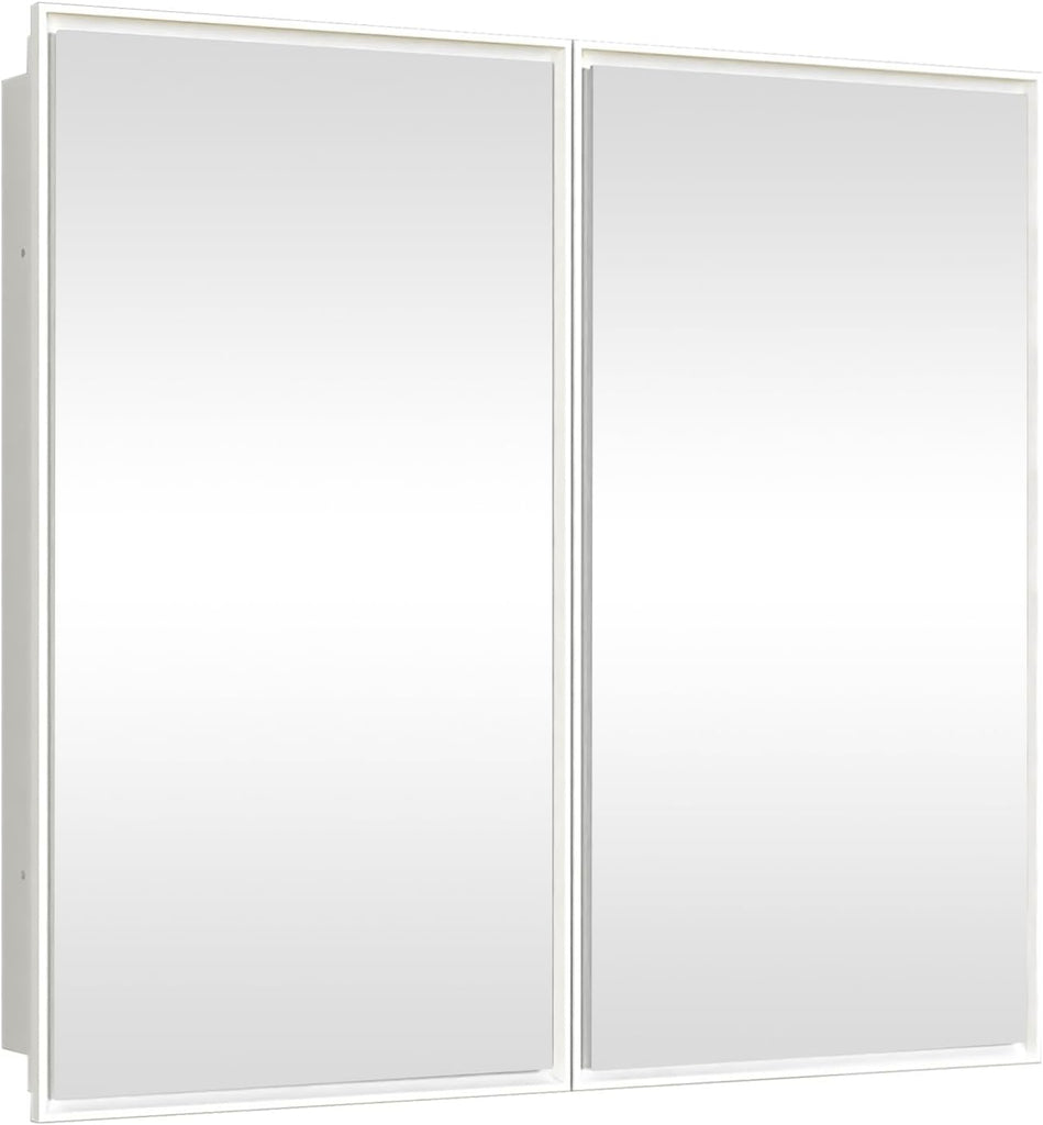 26 x 32 Inch Bathroom Medicine Cabinet with Double Mirror Doors, Recessed or Surface Mount Wall Cabinet , Plastic