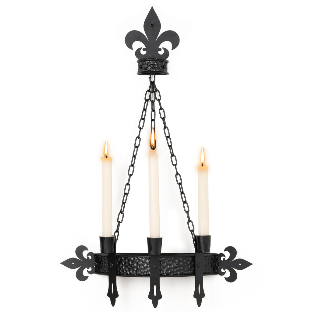 Black Candle Sconces, 3-Candle Wall Sconces for Taper Candle, Gothic Victorian Candelabra Wall Decor, Rustic Holder