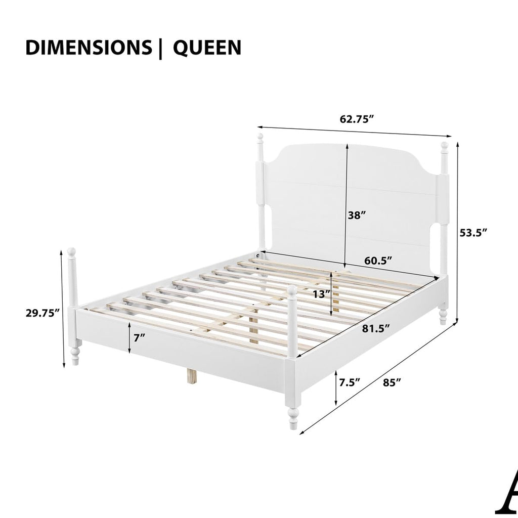 White Four Poster Spindle Bed Frame with Arched Headboard