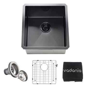 16 Inch Undermount Bar Sink, Black Stainless Steel