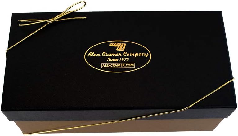 Alex Cramer Domino Set with Caramel Colored Leather Case - Professional Tournament Traveler - No Spinners Domino Set - Set of 28