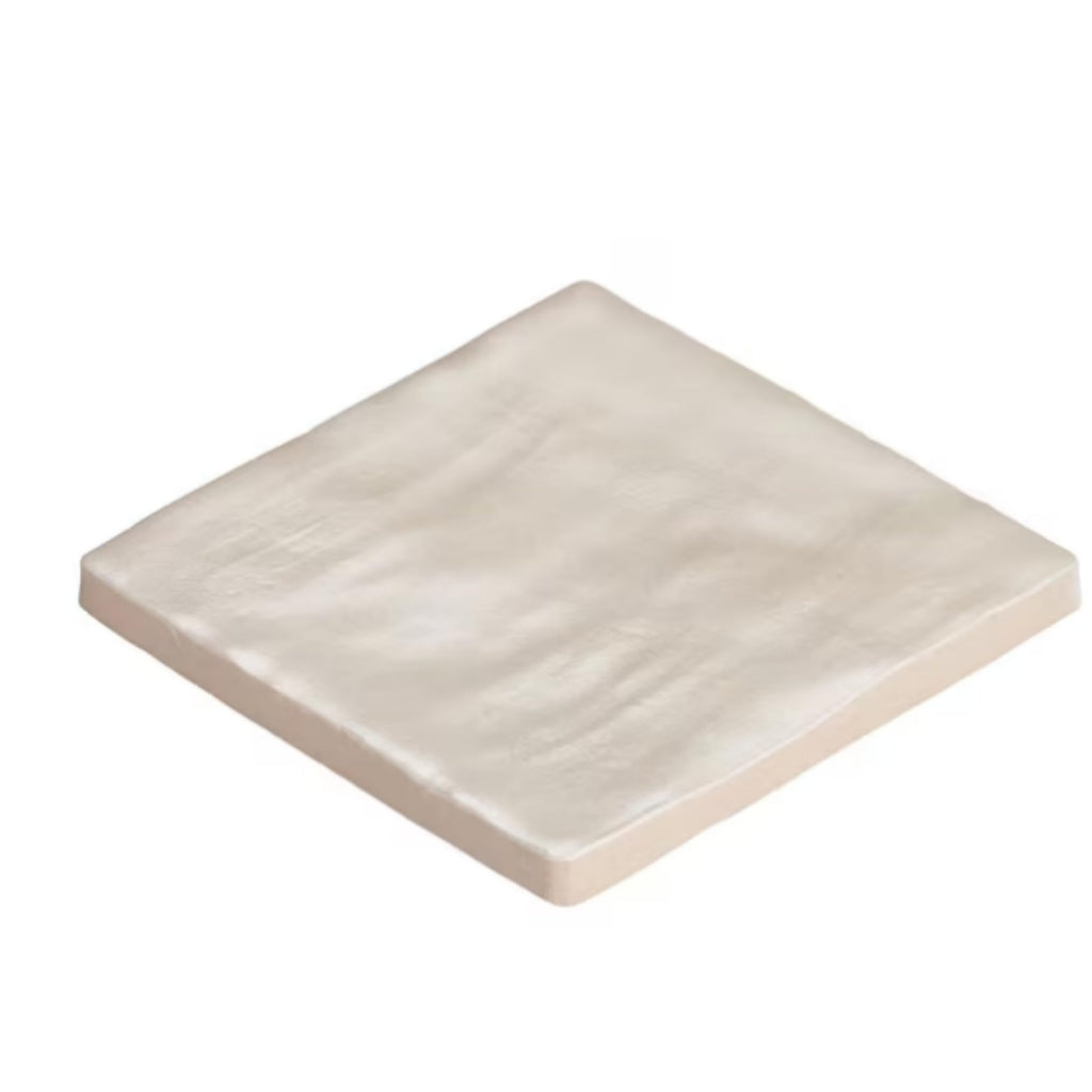 4x4 Inch HTCFD Premium Quality Almond Matte Zellige Ceramic Tile with Subtle Shimmer | Handmade Look Moroccan Square